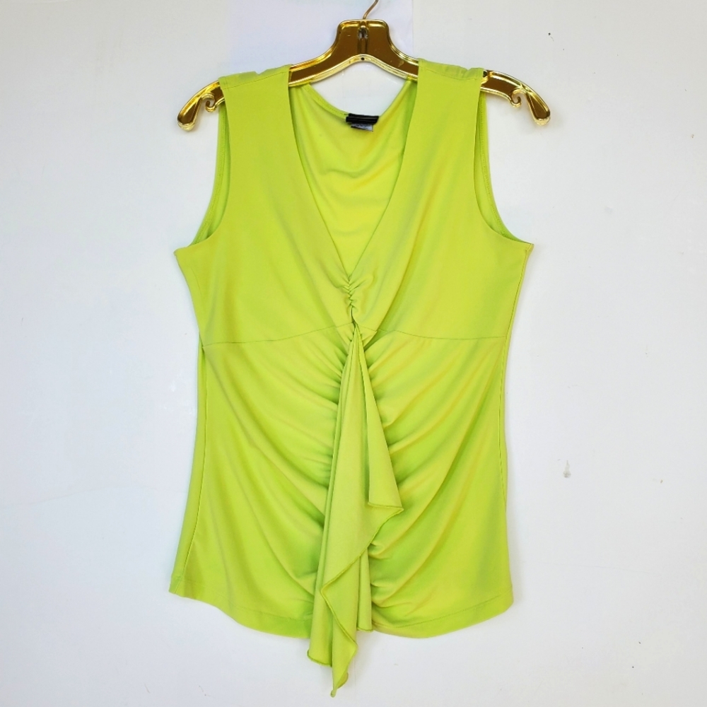 Y2K Citron Neon Lime Green Tank w/ Ruffle Size M - Like NEW!